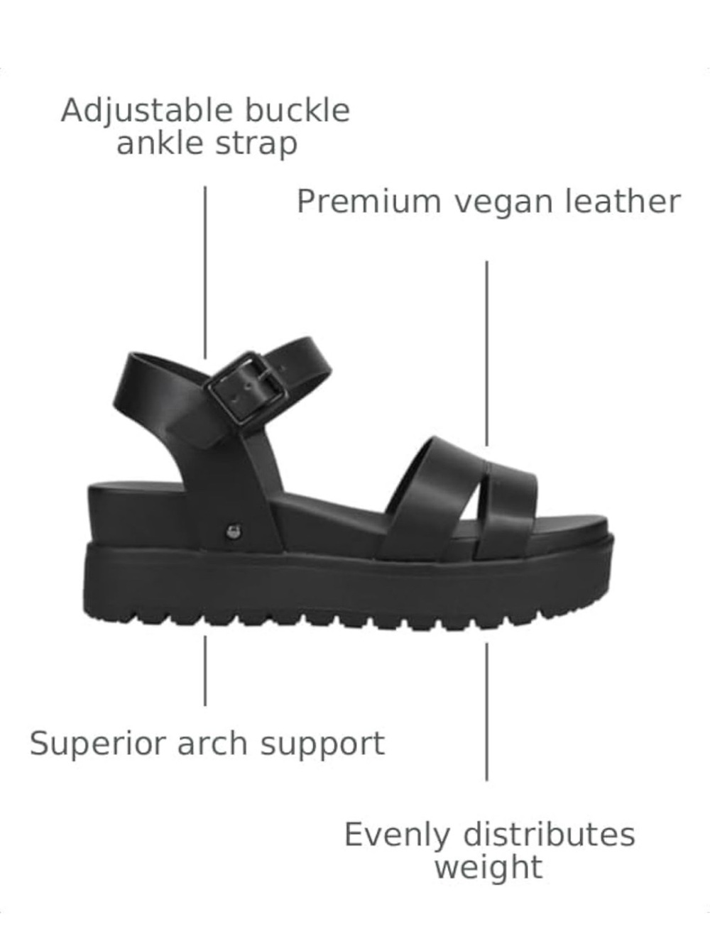 ♥️♥️ Mia Black Platform Ankle-Strap Sandals - Picture 3 of 8